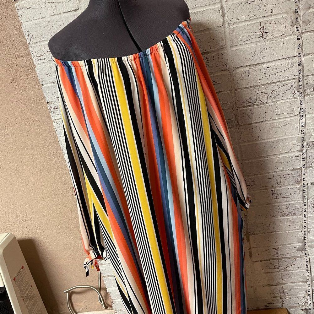 Est. C 1946 Striped Plus Size off the Shoulder Dress 26/28W